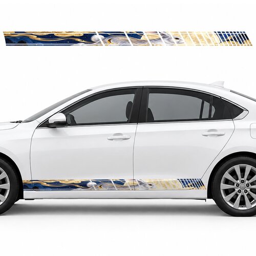 Silver Moon Rabbit in Golden Clouds side door racing stripes decals stickers for Cars