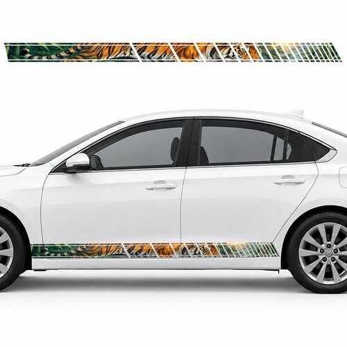 Tiger in an Emerald Bamboo Thicket side door racing stripes decals stickers for Cars
