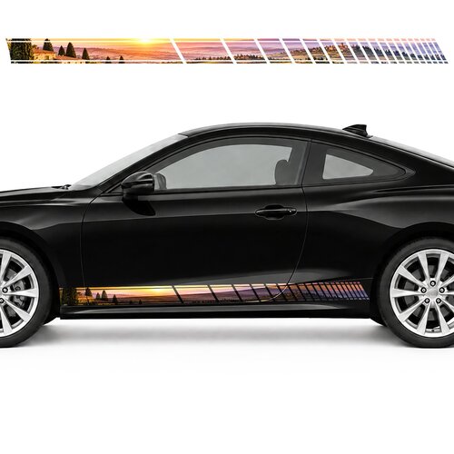 Tuscan Sunset over the Hills side door racing stripes decals stickers for Cars