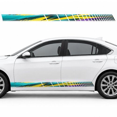 Touring Swirl of Turquoise and Violet side door racing stripes decals stickers for Cars