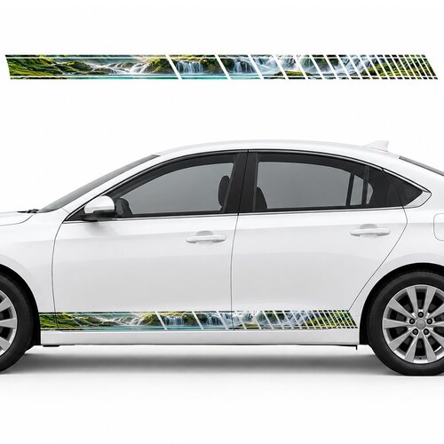 Turquoise Cascades in an Emerald Forest side door racing stripes decals stickers for Cars