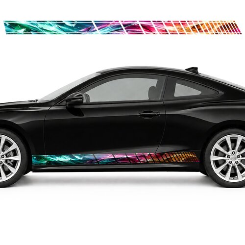 Wave of Colored Glass Shards side door racing stripes decals stickers for Cars