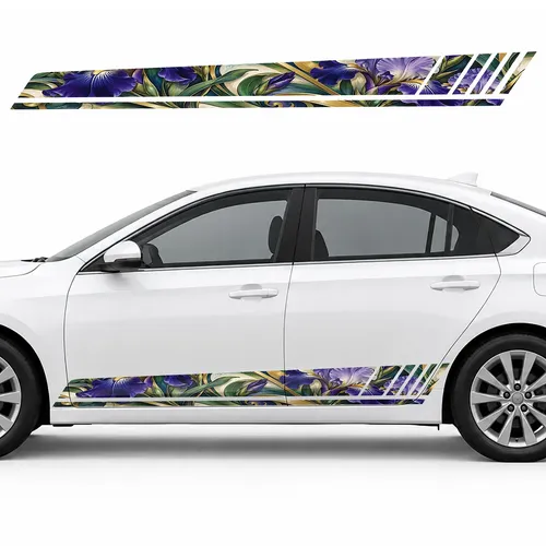 Art Nouveau Irises in Golden Swirls GT racing side door stripes decals stickers for Cars