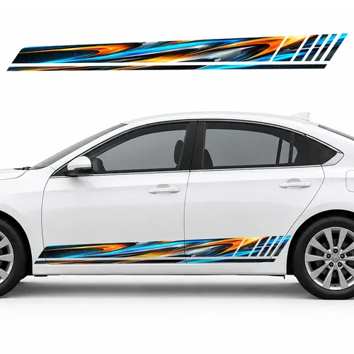 Aerodynamic Flow with Neon Blades GT racing side door stripes decals stickers for Cars