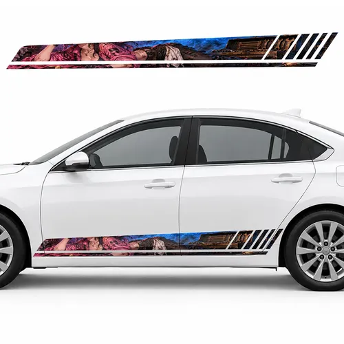 Anime Mechanic Girl in Cobalt Smoke GT racing side door stripes decals stickers for Cars