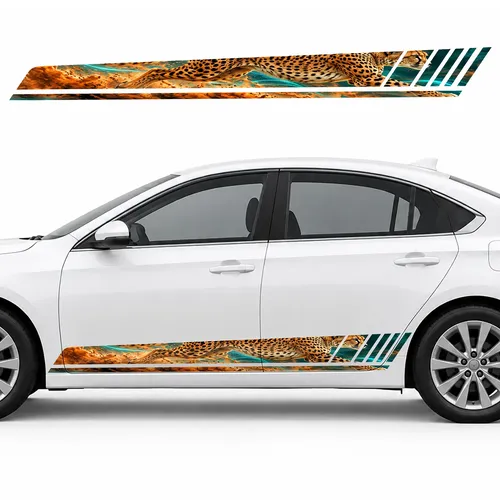Lightning Cheetah in a Turquoise Glow GT racing side door stripes decals stickers for Cars