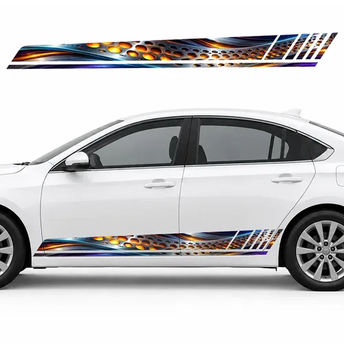 Amber Glow of Perforated Steel GT racing side door stripes decals stickers for Cars