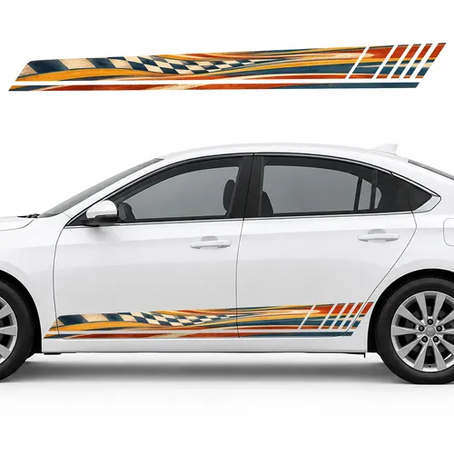 Vintage Racing Mosaic in Warm Tones GT racing side door stripes decals stickers for Cars