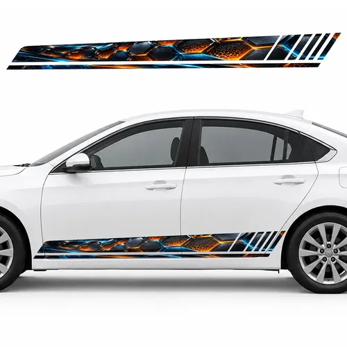 Graphite Honeycomb Glow GT racing side door stripes decals stickers for Cars