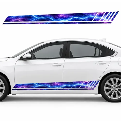 Electric Glow in a Purple Storm GT racing side door stripes decals stickers for Cars