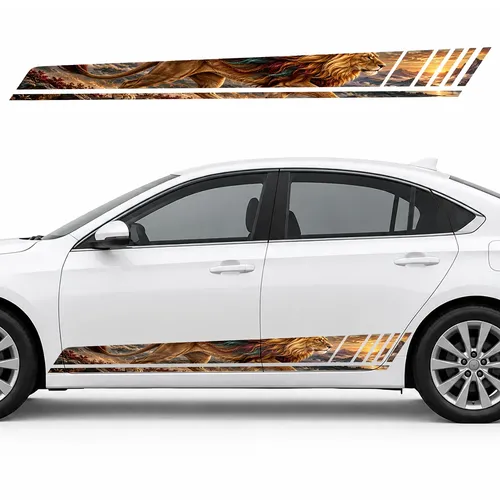 Golden Lion with a Windswept Mane GT racing side door stripes decals stickers for Cars